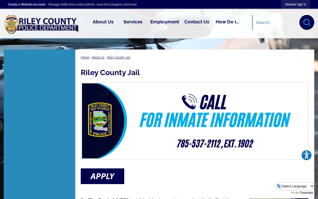 Riley County Jail official Ogden arrest custody information page